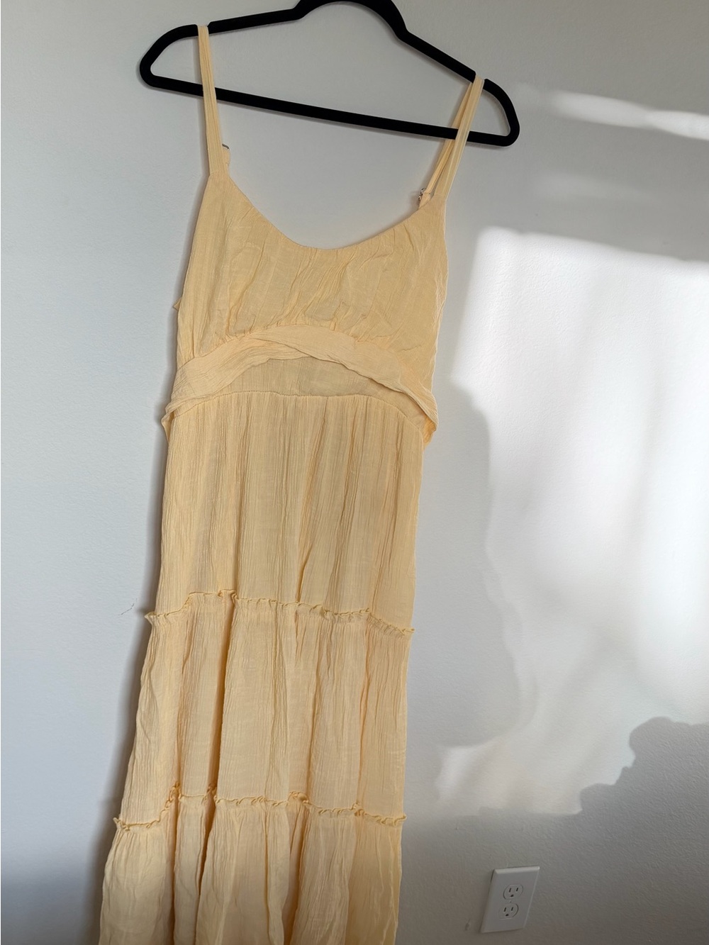 Streetwear Society Butter Yellow Tiered Maxi Dress XXL Cottagecore Boho Sundress